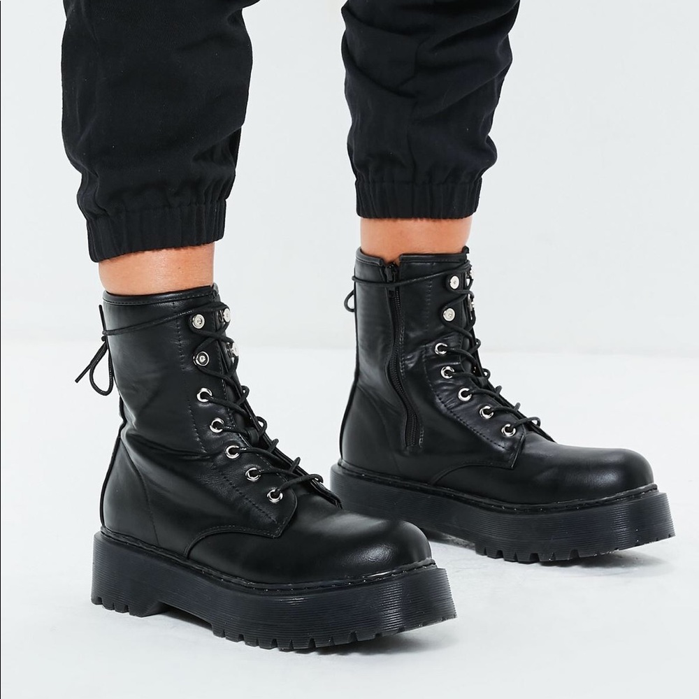 NEW Missguided Black Combat Boots